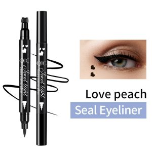 QIC pattern embellished seal eyeliner makeup double-ended eyeliner waterproof and sweat-proof quick-drying and not easy to smudge