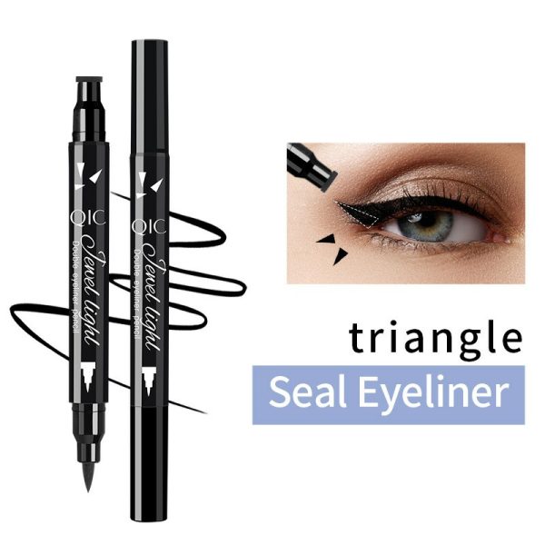QIC pattern embellished seal eyeliner makeup double-ended eyeliner waterproof and sweat-proof quick-drying and not easy to smudge
