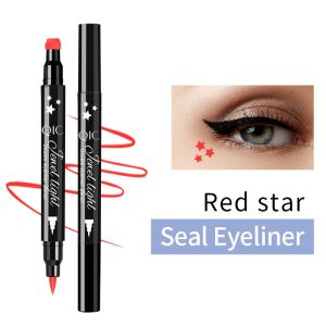 QIC pattern embellished seal eyeliner makeup double-ended eyeliner waterproof and sweat-proof quick-drying and not easy to smudge