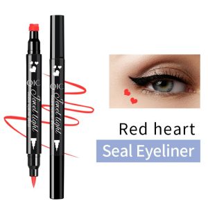 QIC pattern embellished seal eyeliner makeup double-ended eyeliner waterproof and sweat-proof quick-drying and not easy to smudge