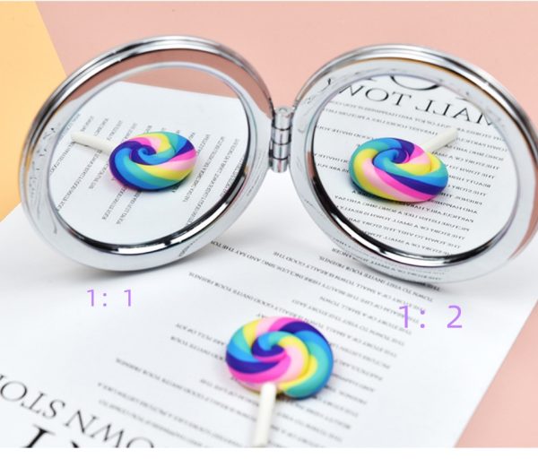 Quicksand double sided folding makeup mirror easy carry round small mirror mini flip portable mirror