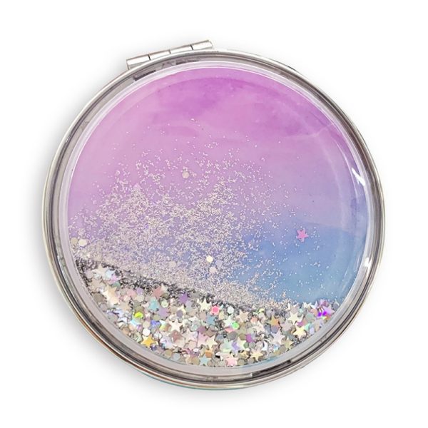 Quicksand double sided folding makeup mirror easy carry round small mirror mini flip portable mirror