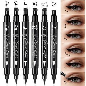 QIC pattern embellished seal eyeliner makeup double-ended eyeliner waterproof and sweat-proof quick-drying and not easy to smudge