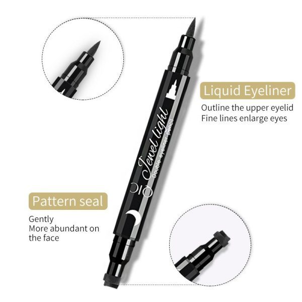 QIC pattern embellished seal eyeliner makeup double-ended eyeliner waterproof and sweat-proof quick-drying and not easy to smudge