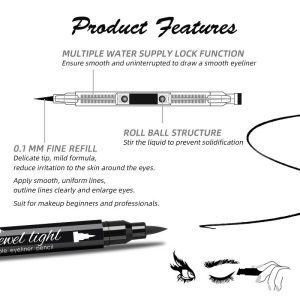 QIC pattern embellished seal eyeliner makeup double-ended eyeliner waterproof and sweat-proof quick-drying and not easy to smudge