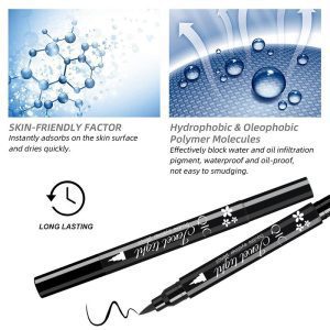 QIC pattern embellished seal eyeliner makeup double-ended eyeliner waterproof and sweat-proof quick-drying and not easy to smudge