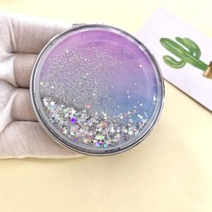 Quicksand double sided folding makeup mirror easy carry round small mirror mini flip portable mirror