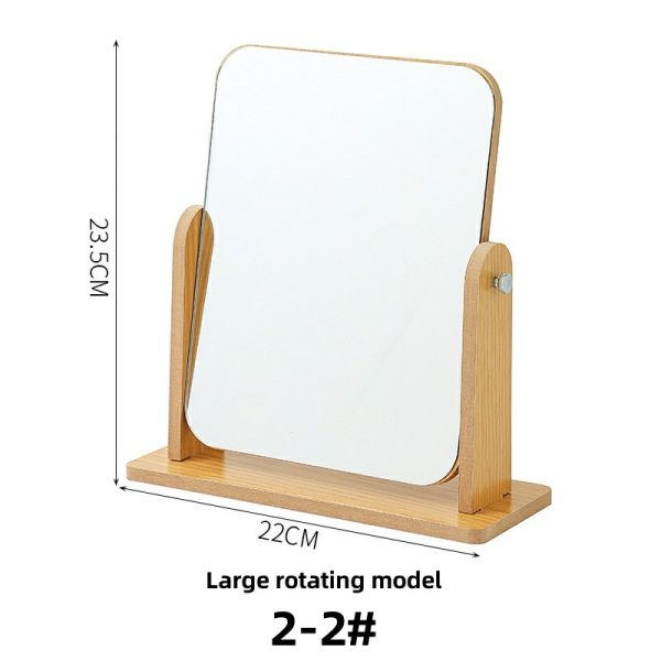 Simple wooden makeup mirror desktop folding makeup mirror rotating desktop makeup mirror high-definition makeup mirror portable mirror angle adjustable square mirror beauty mirror