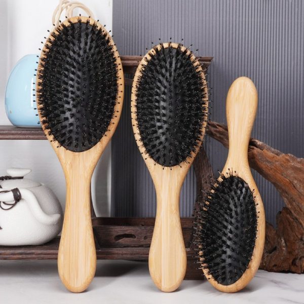 Boar bristle bamboo air cushion comb scalp massage comfortable and cute air bag comb smooth hair styling hair salon comb smooth nylon tooth wooden comb