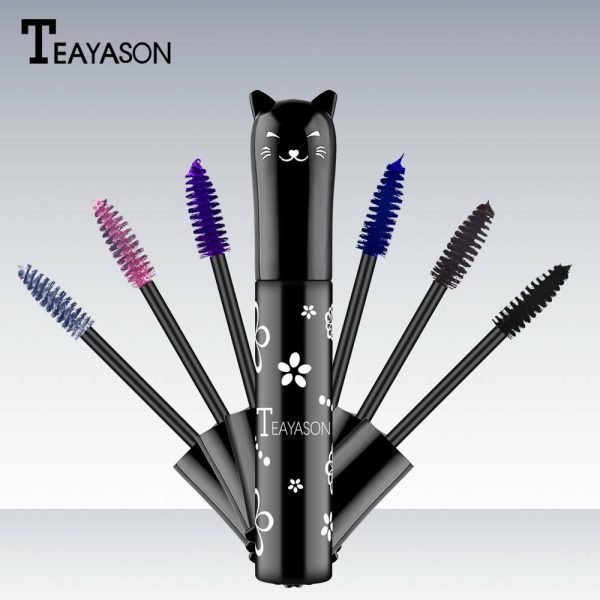 TEAYASON color mascara is long-lasting, thick, slender, lightweight, waterproof, sweat-proof, not easy to smudge, curling mascara white pink purple blue coffee black
