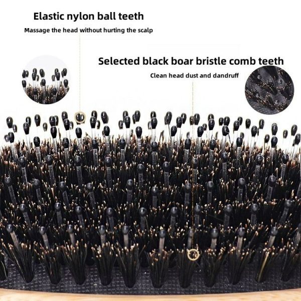 Boar bristle bamboo air cushion comb scalp massage comfortable and cute air bag comb smooth hair styling hair salon comb smooth nylon tooth wooden comb