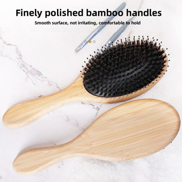 Boar bristle bamboo air cushion comb scalp massage comfortable and cute air bag comb smooth hair styling hair salon comb smooth nylon tooth wooden comb