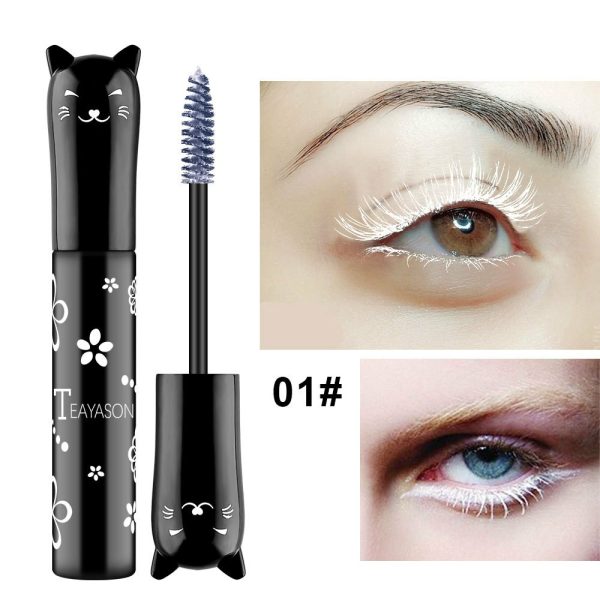 TEAYASON color mascara is long-lasting, thick, slender, lightweight, waterproof, sweat-proof, not easy to smudge, curling mascara white pink purple blue coffee black