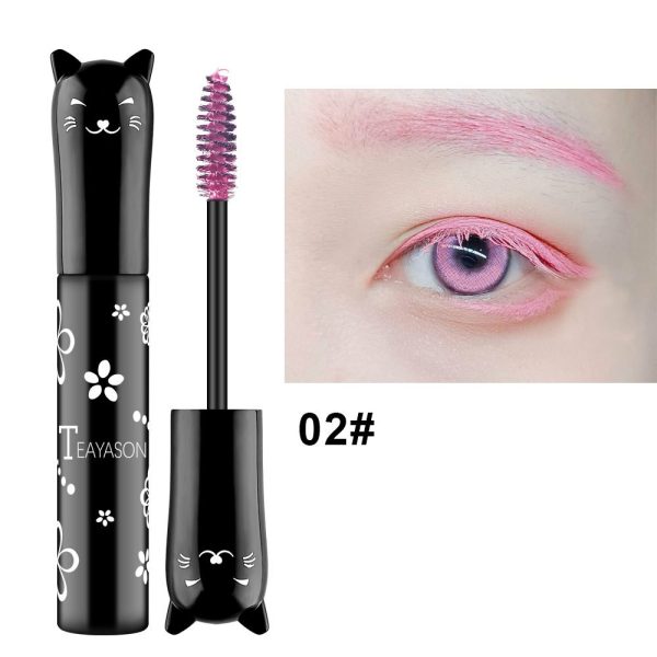 TEAYASON color mascara is long-lasting, thick, slender, lightweight, waterproof, sweat-proof, not easy to smudge, curling mascara white pink purple blue coffee black