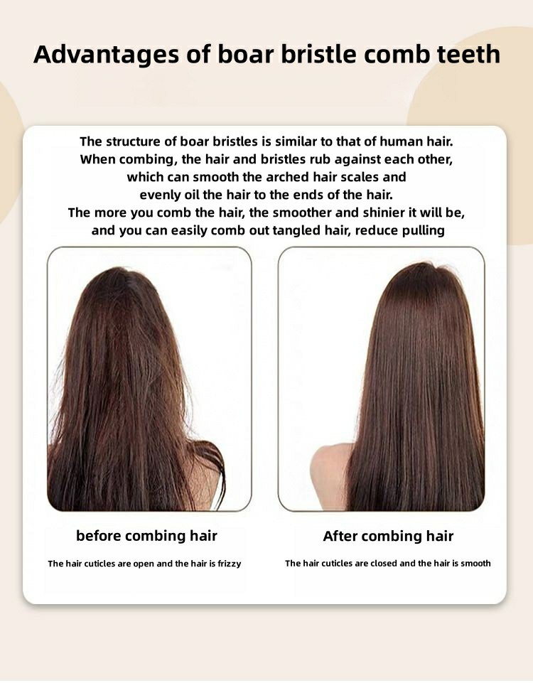 Boar bristle bamboo air cushion comb scalp massage comfortable and cute ...
