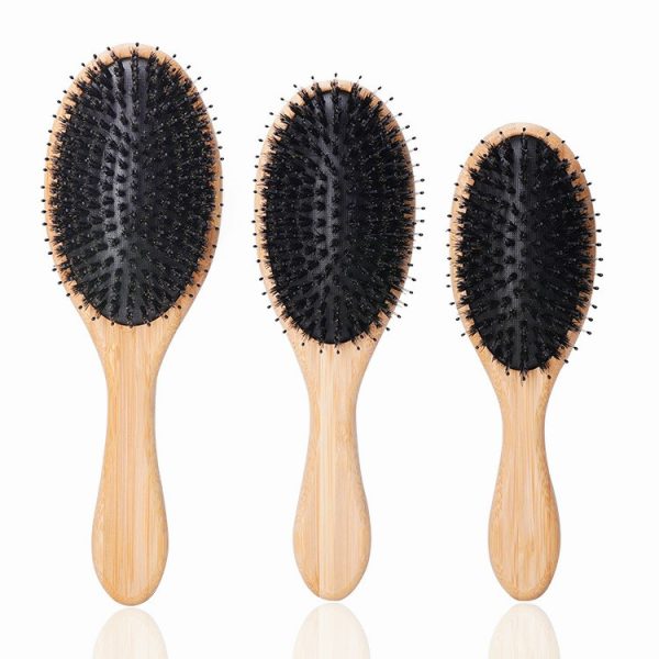 Boar bristle bamboo air cushion comb scalp massage comfortable and cute air bag comb smooth hair styling hair salon comb smooth nylon tooth wooden comb