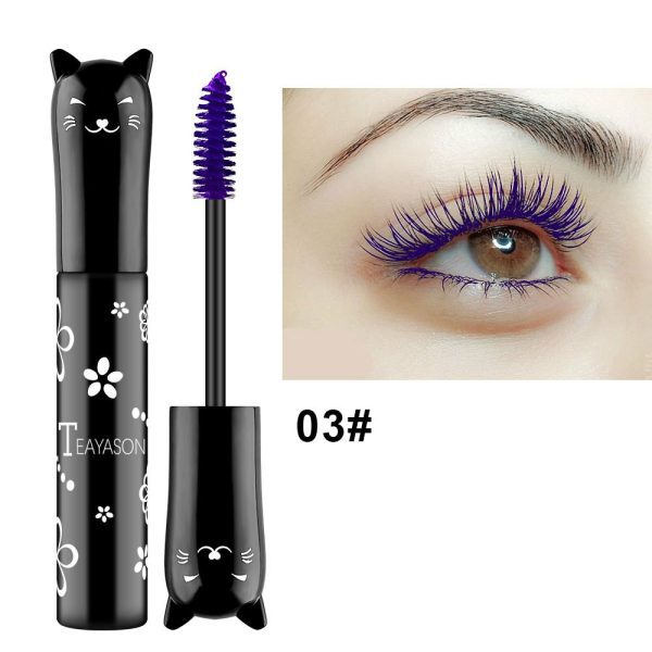 TEAYASON color mascara is long-lasting, thick, slender, lightweight, waterproof, sweat-proof, not easy to smudge, curling mascara white pink purple blue coffee black