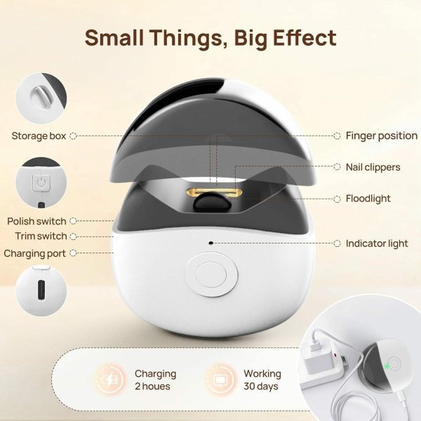 Electric nail clippers, low noise, anti-pinch automatic nail clippers, adult manicure and nail grinder, two-in-one baby electric nail grinder, low speed and high speed, two gears adjustable
