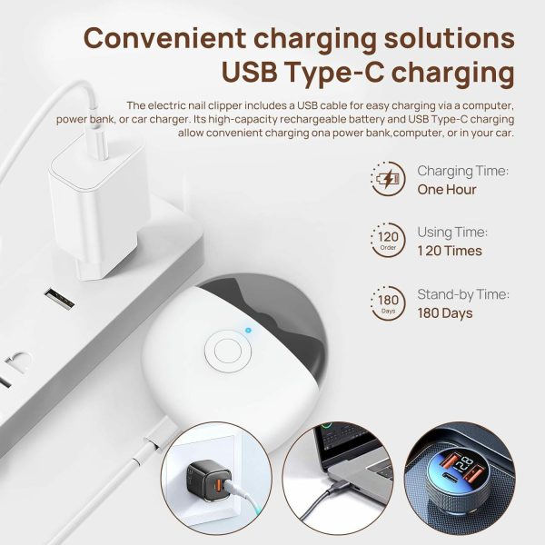Electric nail clippers, low noise, anti-pinch automatic nail clippers, adult manicure and nail grinder, two-in-one baby electric nail grinder, low speed and high speed, two gears adjustable