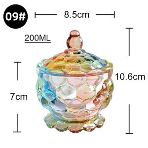 Colorful glass storage jars, candy jars, jewelry jars, jam snack jars, small sundries storage jars, sugar bowls