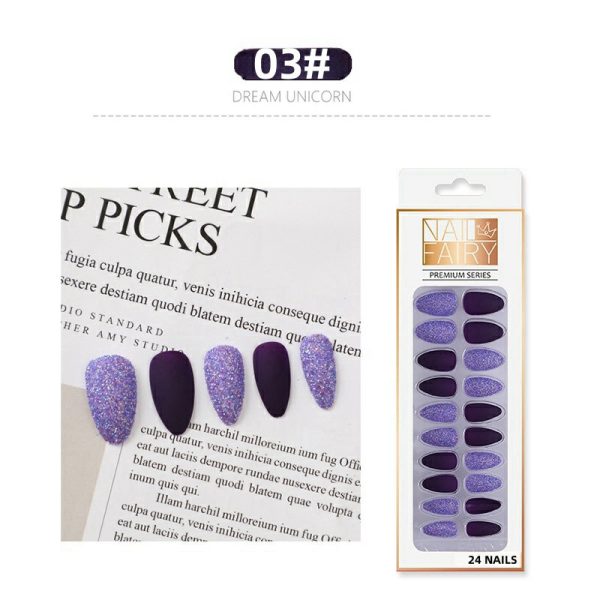 Nail tips, false nails, matte frosted starry sky nail tips, onion powder, glitter patches, wearable nails, nail art