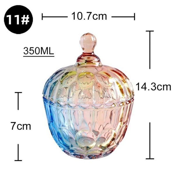Colorful glass storage jars, candy jars, jewelry jars, jam snack jars, small sundries storage jars, sugar bowls