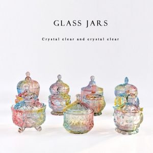 Colorful glass storage jars, candy jars, jewelry jars, jam snack jars, small sundries storage jars, sugar bowls