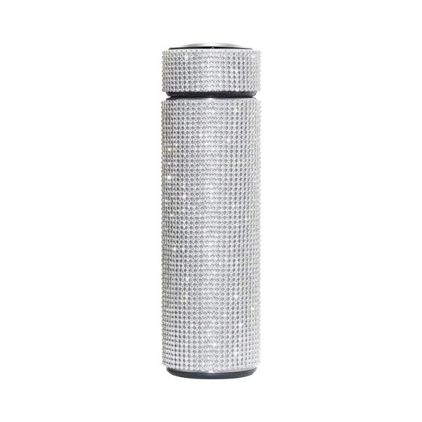 Thermos Cup Cold Cup Diamond 500ml (17oz) Stainless Steel Straight Thermos Cup Smart Thermos Cup Straight Cup LED Temperature Display Water Cup Home Office Portable Large Capacity Car Cup With Stainless Steel Filter Vacuum Cup Diamond Stainless Steel Straight Thermos Cup