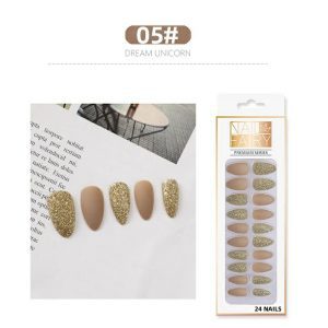 Nail tips, false nails, matte frosted starry sky nail tips, onion powder, glitter patches, wearable nails, nail art