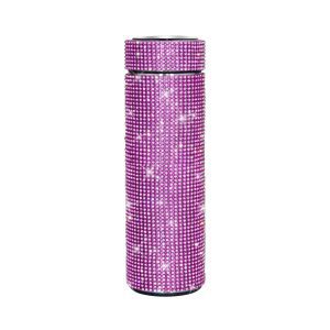 Thermos Cup Cold Cup Diamond 500ml (17oz) Stainless Steel Straight Thermos Cup Smart Thermos Cup Straight Cup LED Temperature Display Water Cup Home Office Portable Large Capacity Car Cup With Stainless Steel Filter Vacuum Cup Diamond Stainless Steel Straight Thermos Cup