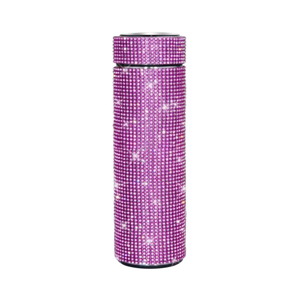 Thermos Cup Cold Cup Diamond 500ml (17oz) Stainless Steel Straight Thermos Cup Smart Thermos Cup Straight Cup LED Temperature Display Water Cup Home Office Portable Large Capacity Car Cup With Stainless Steel Filter Vacuum Cup Diamond Stainless Steel Straight Thermos Cup