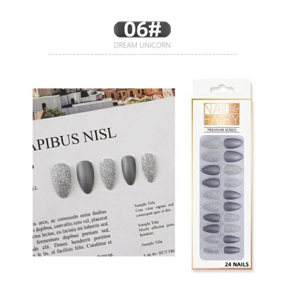 Nail tips, false nails, matte frosted starry sky nail tips, onion powder, glitter patches, wearable nails, nail art