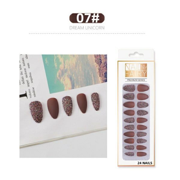 Nail tips, false nails, matte frosted starry sky nail tips, onion powder, glitter patches, wearable nails, nail art