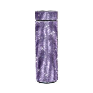 Thermos Cup Cold Cup Diamond 500ml (17oz) Stainless Steel Straight Thermos Cup Smart Thermos Cup Straight Cup LED Temperature Display Water Cup Home Office Portable Large Capacity Car Cup With Stainless Steel Filter Vacuum Cup Diamond Stainless Steel Straight Thermos Cup