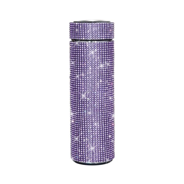 Thermos Cup Cold Cup Diamond 500ml (17oz) Stainless Steel Straight Thermos Cup Smart Thermos Cup Straight Cup LED Temperature Display Water Cup Home Office Portable Large Capacity Car Cup With Stainless Steel Filter Vacuum Cup Diamond Stainless Steel Straight Thermos Cup