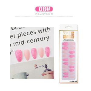 Nail tips, false nails, matte frosted starry sky nail tips, onion powder, glitter patches, wearable nails, nail art