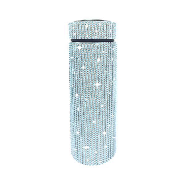 Thermos Cup Cold Cup Diamond 500ml (17oz) Stainless Steel Straight Thermos Cup Smart Thermos Cup Straight Cup LED Temperature Display Water Cup Home Office Portable Large Capacity Car Cup With Stainless Steel Filter Vacuum Cup Diamond Stainless Steel Straight Thermos Cup