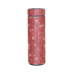 Thermos Cup Cold Cup Diamond 500ml (17oz) Stainless Steel Straight Thermos Cup Smart Thermos Cup Straight Cup LED Temperature Display Water Cup Home Office Portable Large Capacity Car Cup With Stainless Steel Filter Vacuum Cup Diamond Stainless Steel Straight Thermos Cup