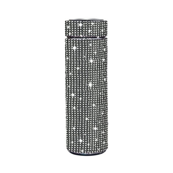 Thermos Cup Cold Cup Diamond 500ml (17oz) Stainless Steel Straight Thermos Cup Smart Thermos Cup Straight Cup LED Temperature Display Water Cup Home Office Portable Large Capacity Car Cup With Stainless Steel Filter Vacuum Cup Diamond Stainless Steel Straight Thermos Cup