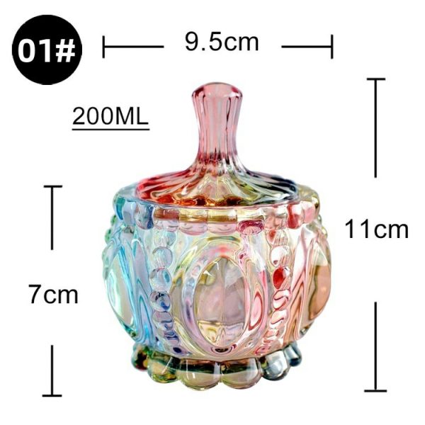 Colorful glass storage jars, candy jars, jewelry jars, jam snack jars, small sundries storage jars, sugar bowls
