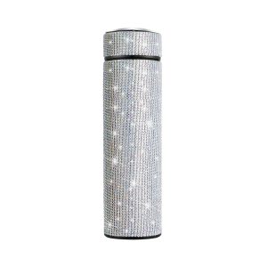 Thermos Cup Cold Cup Diamond 500ml (17oz) Stainless Steel Straight Thermos Cup Smart Thermos Cup Straight Cup LED Temperature Display Water Cup Home Office Portable Large Capacity Car Cup With Stainless Steel Filter Vacuum Cup Diamond Stainless Steel Straight Thermos Cup
