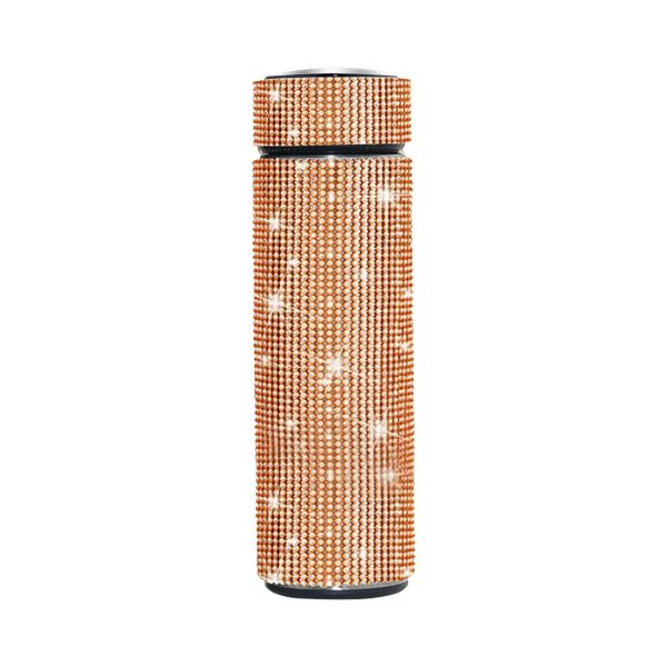 Thermos Cup Cold Cup Diamond 500ml (17oz) Stainless Steel Straight Thermos Cup Smart Thermos Cup Straight Cup LED Temperature Display Water Cup Home Office Portable Large Capacity Car Cup With Stainless Steel Filter Vacuum Cup Diamond Stainless Steel Straight Thermos Cup