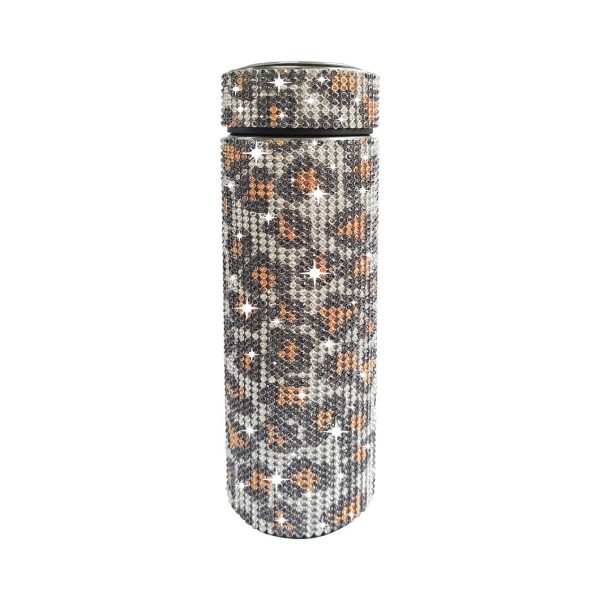 Thermos Cup Cold Cup Diamond 500ml (17oz) Stainless Steel Straight Thermos Cup Smart Thermos Cup Straight Cup LED Temperature Display Water Cup Home Office Portable Large Capacity Car Cup With Stainless Steel Filter Vacuum Cup Diamond Stainless Steel Straight Thermos Cup