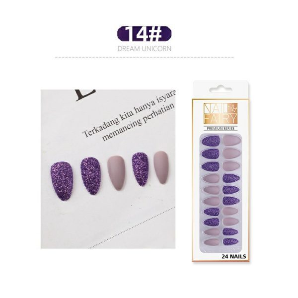 Nail tips, false nails, matte frosted starry sky nail tips, onion powder, glitter patches, wearable nails, nail art
