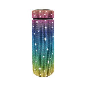 Thermos Cup Cold Cup Diamond 500ml (17oz) Stainless Steel Straight Thermos Cup Smart Thermos Cup Straight Cup LED Temperature Display Water Cup Home Office Portable Large Capacity Car Cup With Stainless Steel Filter Vacuum Cup Diamond Stainless Steel Straight Thermos Cup