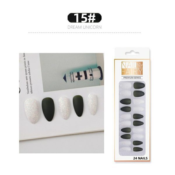 Nail tips, false nails, matte frosted starry sky nail tips, onion powder, glitter patches, wearable nails, nail art