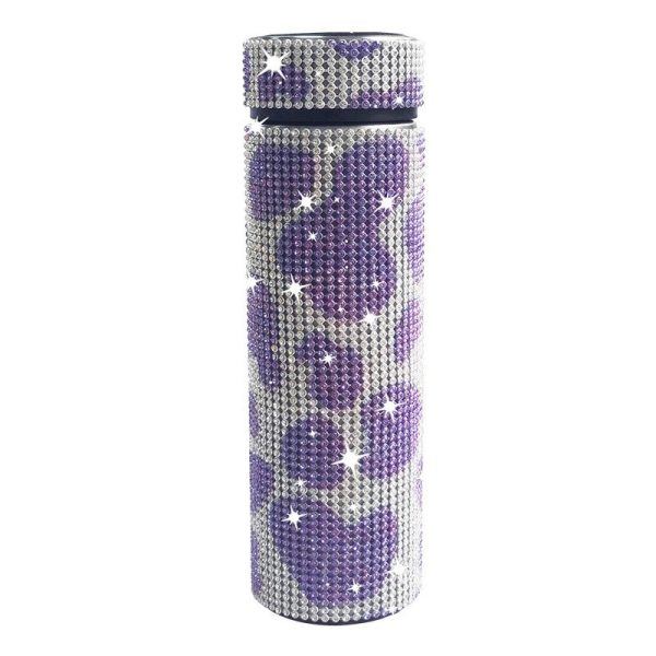 Thermos Cup Cold Cup Diamond 500ml (17oz) Stainless Steel Straight Thermos Cup Smart Thermos Cup Straight Cup LED Temperature Display Water Cup Home Office Portable Large Capacity Car Cup With Stainless Steel Filter Vacuum Cup Diamond Stainless Steel Straight Thermos Cup