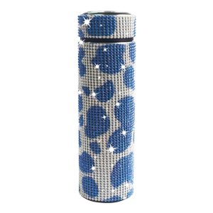 Thermos Cup Cold Cup Diamond 500ml (17oz) Stainless Steel Straight Thermos Cup Smart Thermos Cup Straight Cup LED Temperature Display Water Cup Home Office Portable Large Capacity Car Cup With Stainless Steel Filter Vacuum Cup Diamond Stainless Steel Straight Thermos Cup