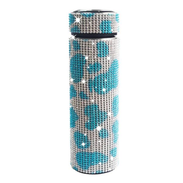 Thermos Cup Cold Cup Diamond 500ml (17oz) Stainless Steel Straight Thermos Cup Smart Thermos Cup Straight Cup LED Temperature Display Water Cup Home Office Portable Large Capacity Car Cup With Stainless Steel Filter Vacuum Cup Diamond Stainless Steel Straight Thermos Cup