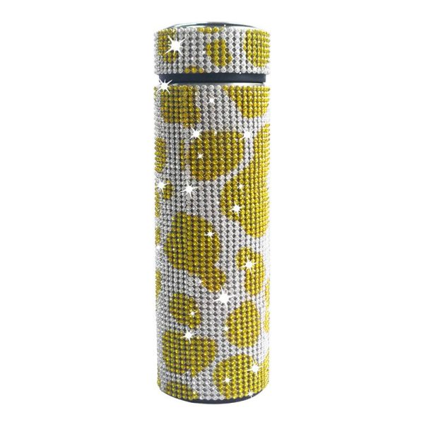 Thermos Cup Cold Cup Diamond 500ml (17oz) Stainless Steel Straight Thermos Cup Smart Thermos Cup Straight Cup LED Temperature Display Water Cup Home Office Portable Large Capacity Car Cup With Stainless Steel Filter Vacuum Cup Diamond Stainless Steel Straight Thermos Cup